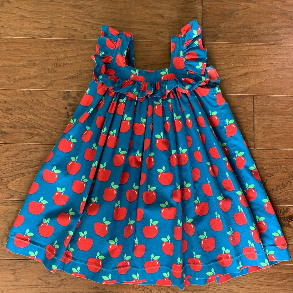 Eleanor Rose Blue Dress with Red Apples